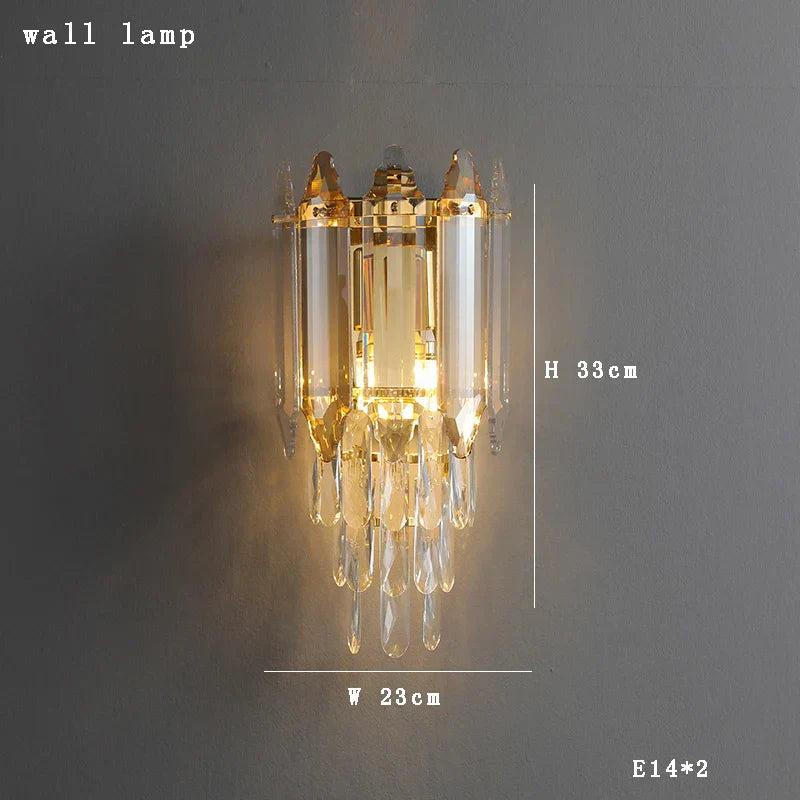 DecorBites™ Gold Amber Crystal Chandelier Lights Modern Room Decor Hanging Lamp