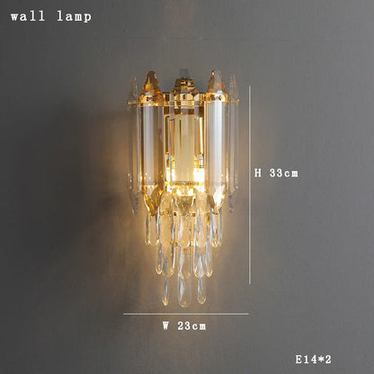 DecorBites™ Gold Amber Crystal Chandelier Lights Modern Room Decor Hanging Lamp