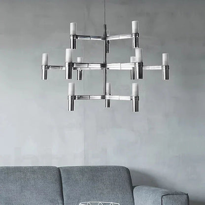 Lámpara de araña DecorBites™ Crown Major G9 de lujo para vestíbulo, oro blanco, metal cromado