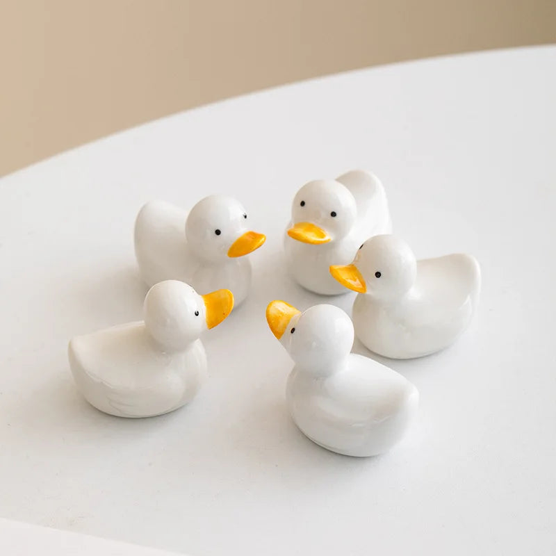 DecorBites™ Duck Chopstick Holder Tray White Rabbit Porcelain Plate Home Decor