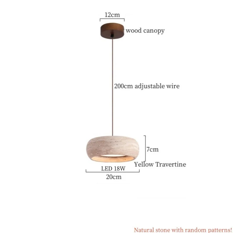 DecorBites™ LED Pendant Lamp Yellow Travertine Adjustable Wabi Sabi Light