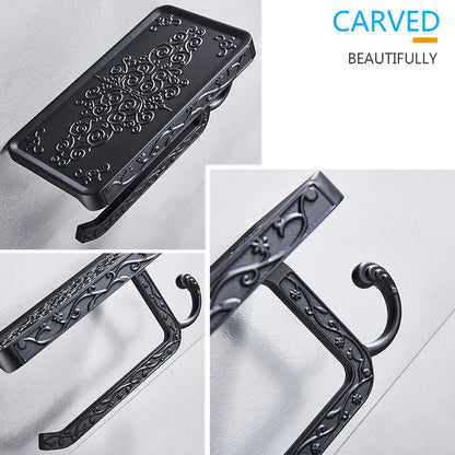 DecorBites™ Aluminum Toilet Paper Holder with Phone Rack and Hook