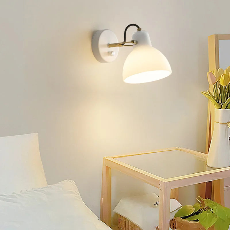 Decorbites™ aplique de pared LED de vidrio blanco estilo japonés con iluminación ajustable