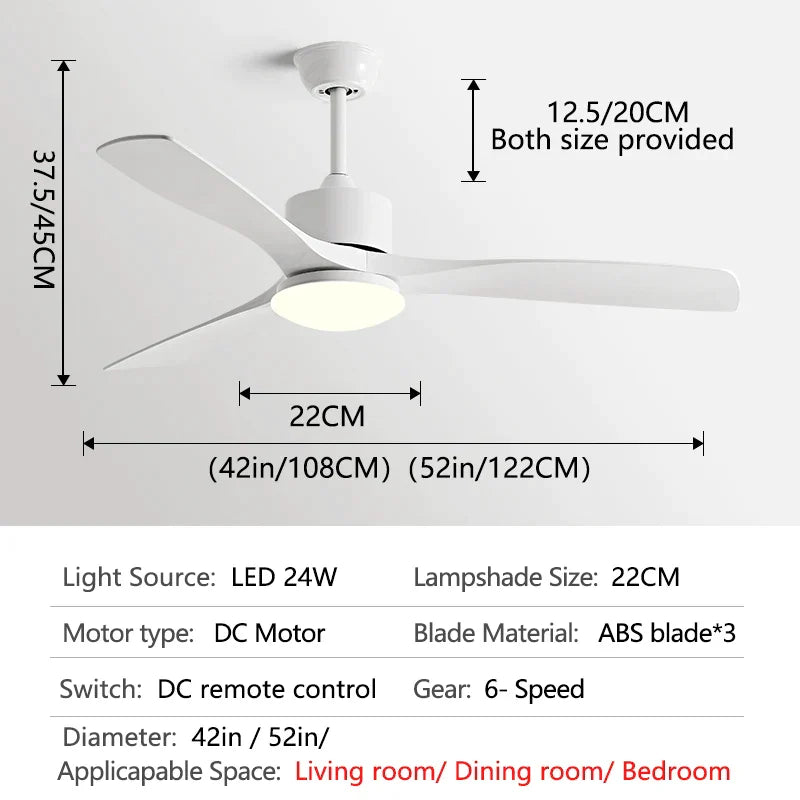 DecorBites™ 3 Blade DC Ceiling Fan with LED Light & Remote Control