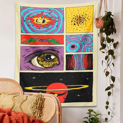 Decobites Starry Sky Psychedelic Space Cartoon Tapestry Wall Hanging for Home Decor