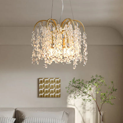 DecorBites™ Crystal Led Chandelier Golden Luxury Living Room Ceiling Lamp