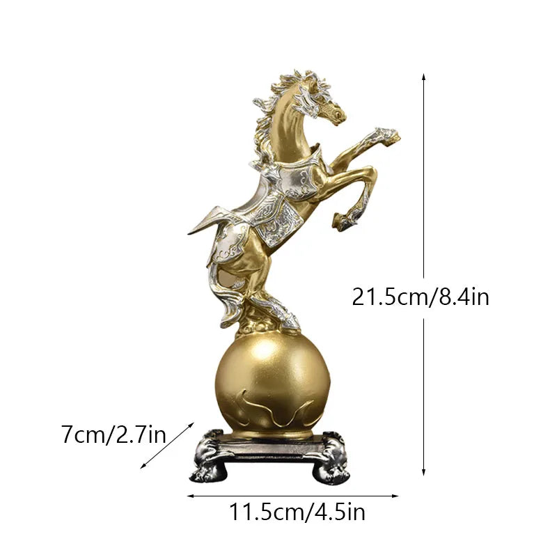DecorBites™ Golden Horse Sculptures: Home & Office Decor Ornaments