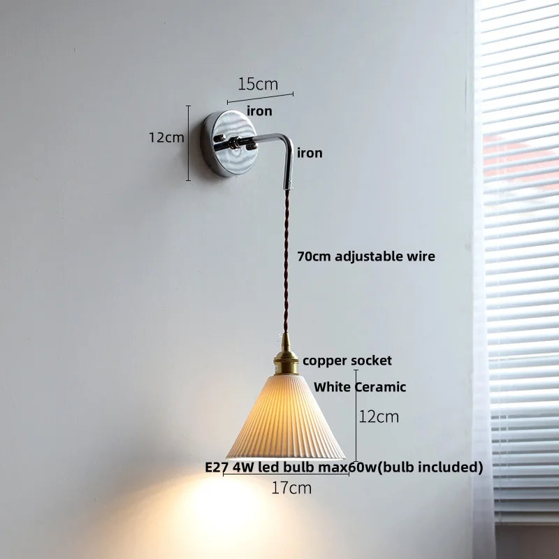 DecorBites™ Ceramic LED Wall Sconce Modern Nordic Design Adjustable Pull Chain Switch WC Mirror Light