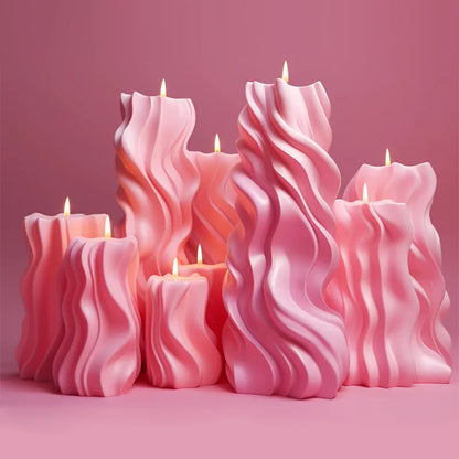 Wave cylindrical candle silicone mold with irregular geometric shape twisted stripes cylindrical candle mold resin gypsum mold