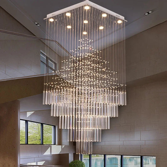 DecorBites™ Crystal Ceiling Chandelier Modern Living Room Lighting Fixture Loft Staircase Lustre