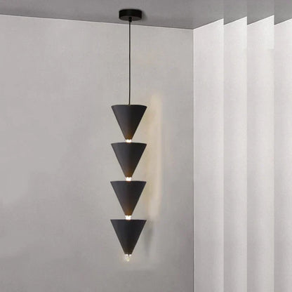 Lámpara de techo DecorBites™ color crema para dormitorio: Lámpara de diseño minimalista cónica de líneas largas y ramificadas