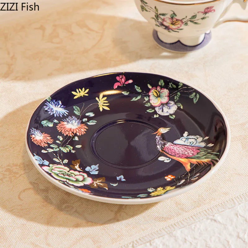 DecorBites™ Flowers Pattern Ceramic Cup & Saucer Set for Dining Table, Coffee, Tea, Juice