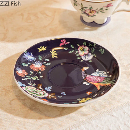 DecorBites™ Flowers Pattern Ceramic Cup & Saucer Set for Dining Table, Coffee, Tea, Juice