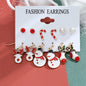 6 pairs/lot Christmas Earrings Xmas Tree Elk Snowman Santa Claus Cute Stud Earrings Set Kit Christmas Gifts For Women Girls Kids