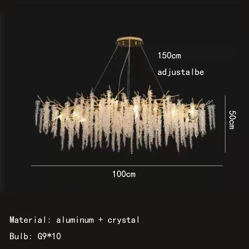 DecorBites™ Gold Aluminium Crystal Chandelier for Elegant Dining Room Lighting