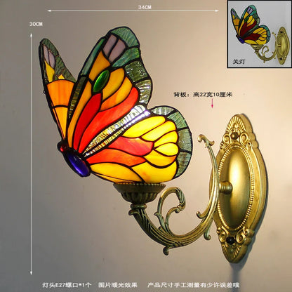 DecorBites™ Butterfly Stained Glass Wall Sconces for Home Living Room Bedroom Lighting