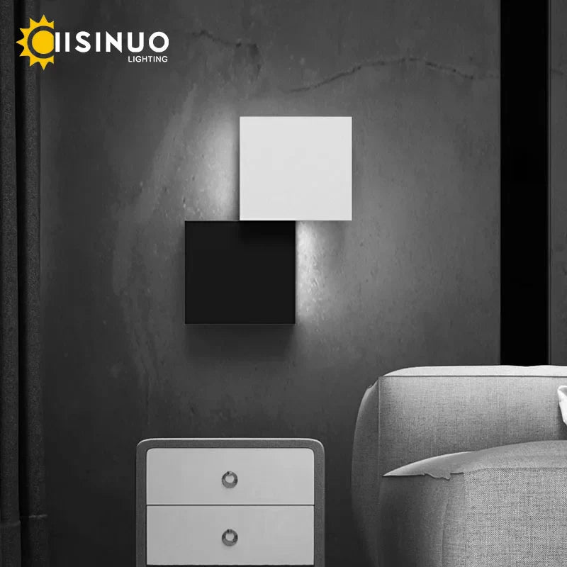 Aplique de pared LED geométrico DecorBites™ con luz blanca y negra para sala de estar, dormitorio y pasillo.