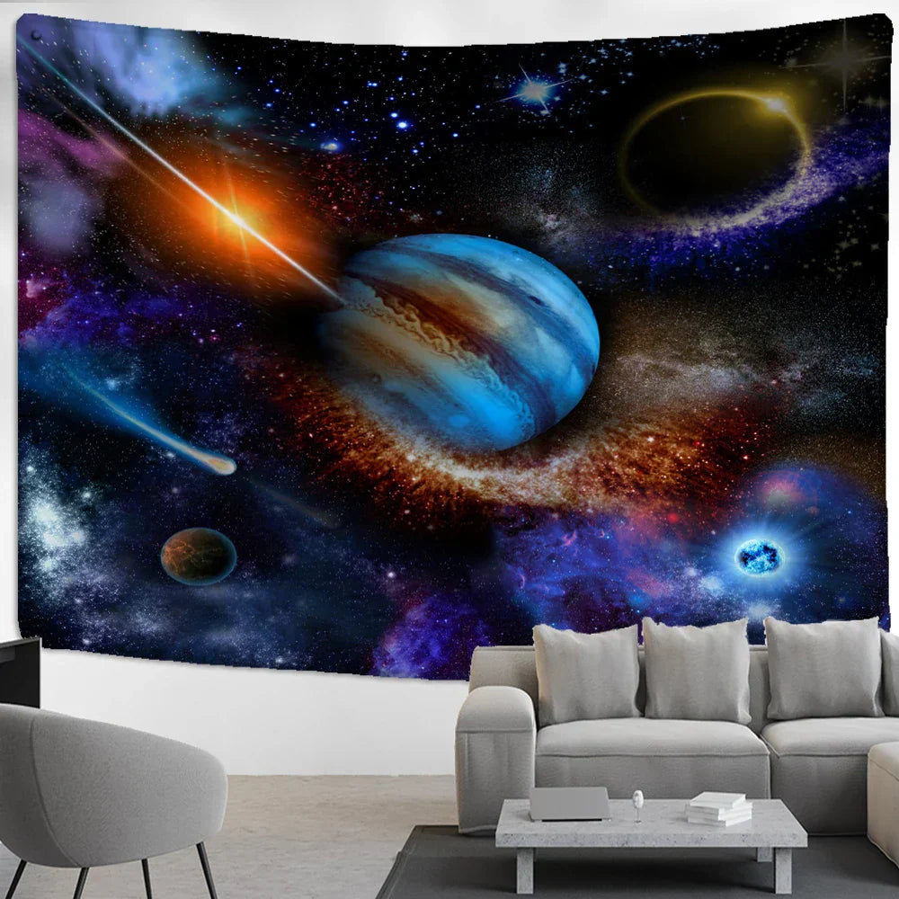 Astro Universe Tapestry Wall Hanging - Psychedelic Hippie Art by Decobites