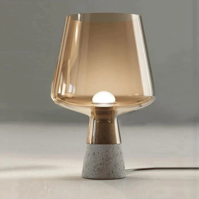DecorBites™ Leimu Amber Glass Table Lamp: Modern Nordic Design for Bedroom Living Room Decor