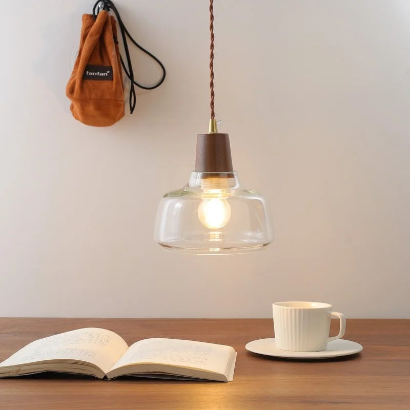 DecorBites™ LED Pendant Lamps for Modern Home Decor - Walnut Glass Hanging Light Fixtures
