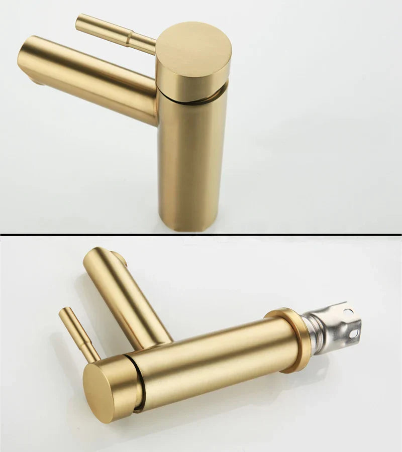 DecorBites™ Gold Basin Faucet: Stainless Steel Single Handle Mixer for Bathroom and Kitchen