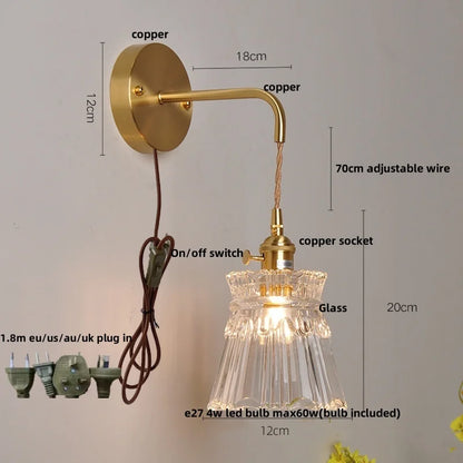 DecorBites™ Clear Glass LED Wall Light with Pull Chain Switch for Modern Decor