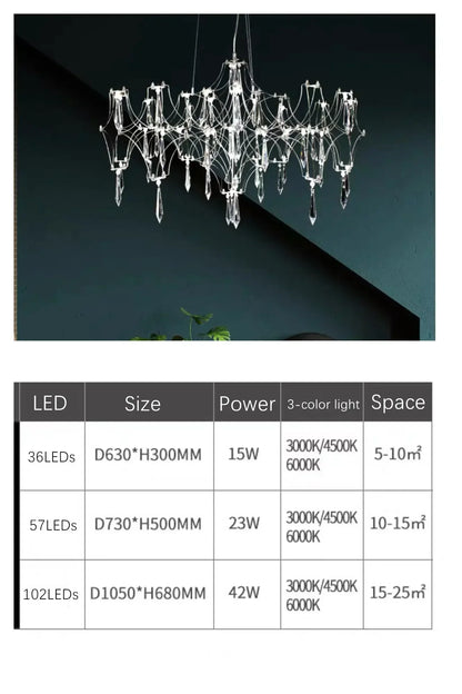 DecorBites™ Crystal Chandelier: Luxury Modern Starry Ceiling Light for Living Room, Bedroom, Restaurant