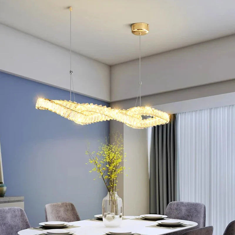 DecorBites™ Crystal Chandelier: Modern Hanging Pendant Light Fixture for Dining and Living Room