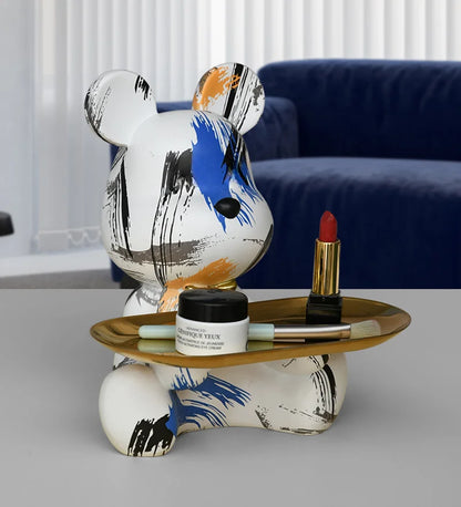 DecorBites™ Graffiti Bear Figurine | Modern Home Decor Statue | Keys Storage Shelf Sculpture