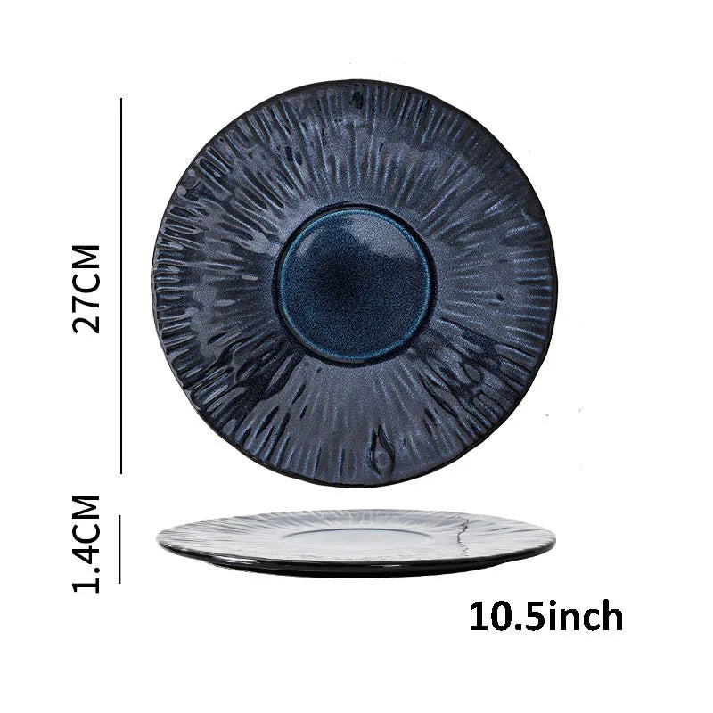 Vajilla de cerámica DecorBites™ - Platos y bol de cerámica de inspiración japonesa con diseño de cambio de horno