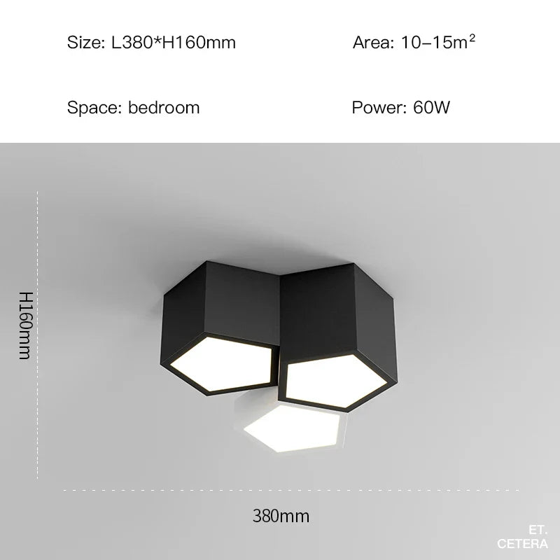 ثريا السقف LED Diamond Black White من DecorBites™ للمنزل والمكتب العصري
