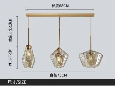 DecorBites™ Glass Chandelier: Amber Pendant Lights for Dining, Living Room, Bedroom, Hotel, Cafe