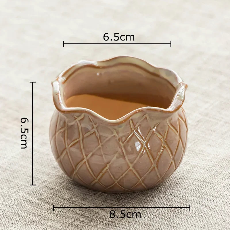 DecorBites™ Lotus Flower Ceramic Vase: Small Plant Pots for Table Decoration and Room Aesthetic