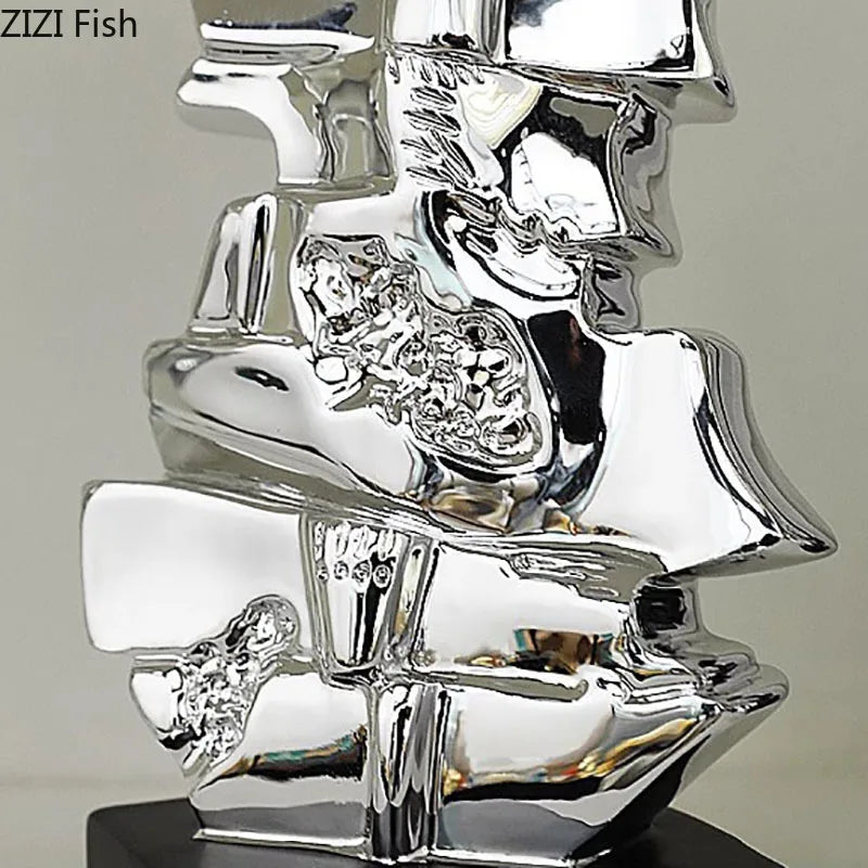 DecorBites™ Golden Violin Sculpture Resin Art Ornament Stack Violin Statue Decor