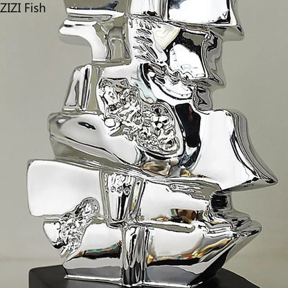 DecorBites™ Golden Violin Sculpture Resin Art Ornament Stack Violin Statue Decor