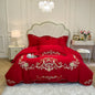 Decobites Floral Embroidery Luxury Bed Set - Queen/King Duvet Cover, Sheet, Pillowcases