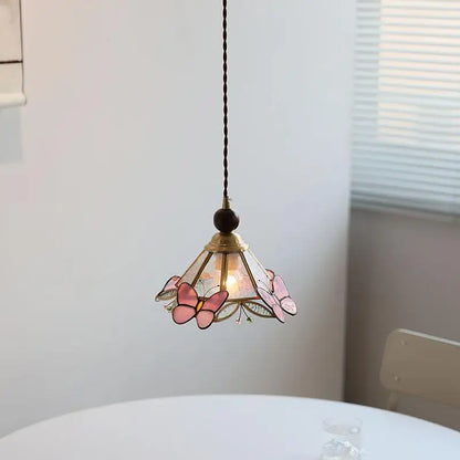 DecorBites™ Butterfly Pink LED Pendant Lamp Walnut Wood Glass Nordic Modern Home Decor