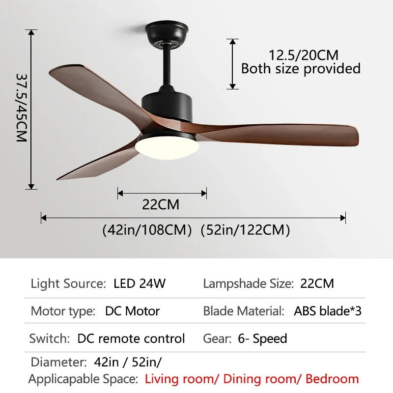 DecorBites™ 52" DC Motor Ceiling Fan with LED Light & Remote Control
