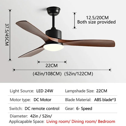 DecorBites™ 52" DC Motor Ceiling Fan with LED Light & Remote Control