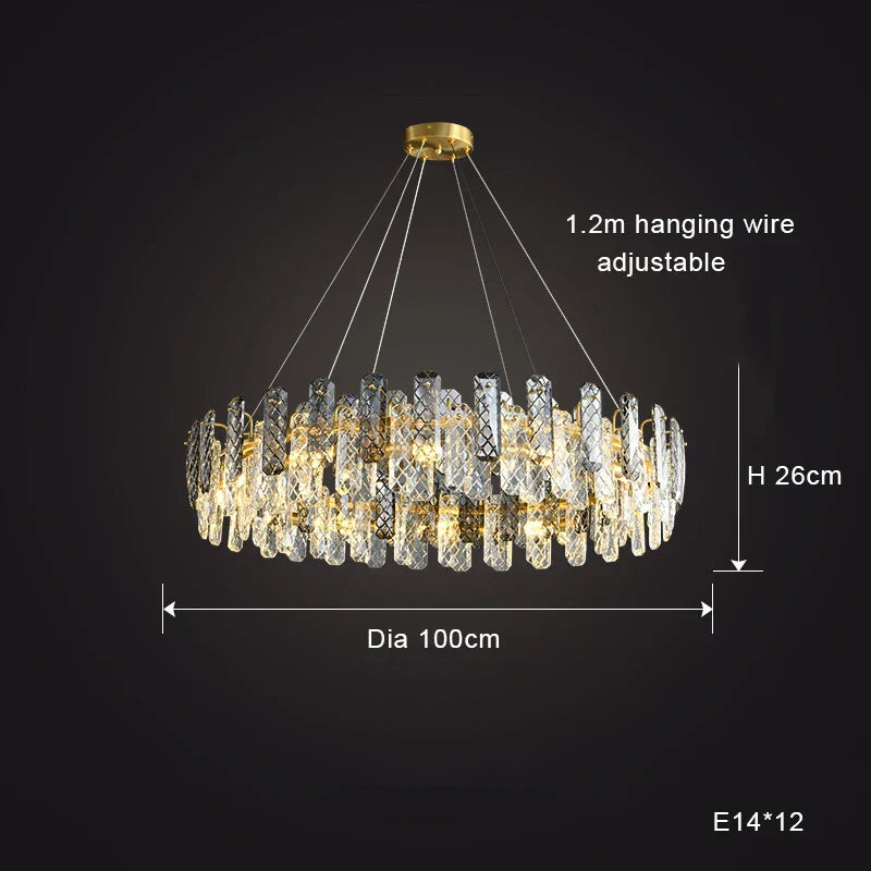 DecorBites™ Crystal Round Chandelier: Modern Dining Room Lighting Fixture, Nordic Style Decoration