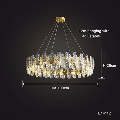 DecorBites™ Crystal Round Chandelier: Modern Dining Room Lighting Fixture, Nordic Style Decoration