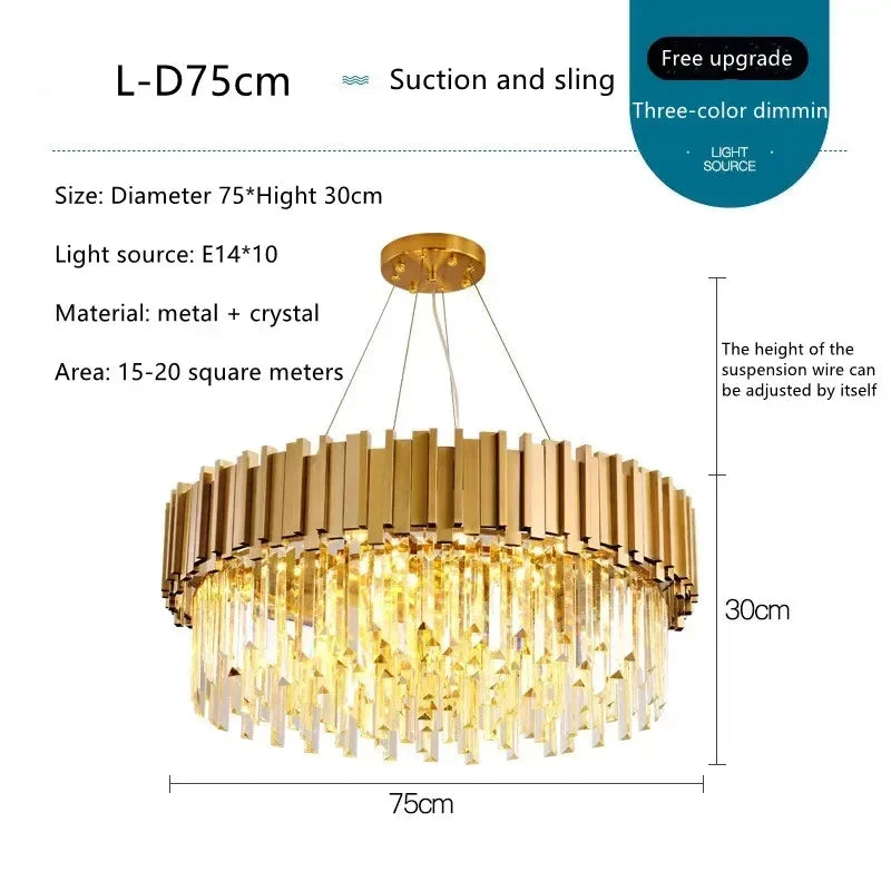 Decorbites™ Lámpara de Araña de Cristal Dorado con Iluminación LED para el Comedor