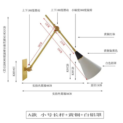 DecorBites™ Athena Black/Gold Lustre LED Swing Arm Wall Lamp - E27 Kitchen Island Sofas Cafe