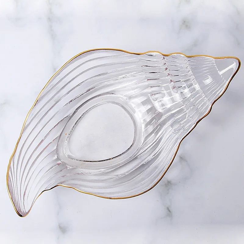 DecorBites™ Electroplated Crystal Glass Dish Plate Saucer with Sea Features