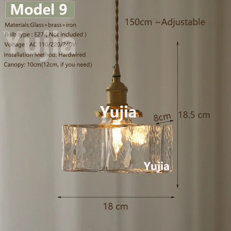 Vintage Green Glass Pendant Light With Brass Details