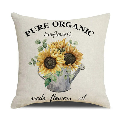 DecorBites™ Lavender Flower Linen Pillowcase for Sofa Car, Living Room Decor, Throw Pillow Case