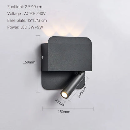 DecorBites™ LED Wall Lamp USB Charging Bedroom Hotel Bedside Reading Sconce Switch