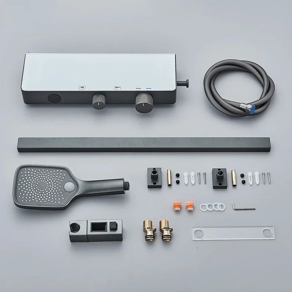 DecorBites™ Grey Digital Shower Faucet Set 2-Way Mixer System for Bathroom with Hand Sprayer