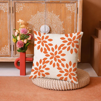 غطاء وسادة من الكتان الأصفر الهندسي من DecorBites™ للديكور العصري 45×45 سم