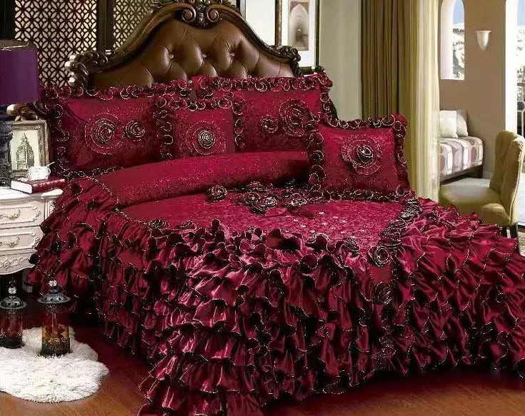 Champagne Jacquard Lace Bedspread